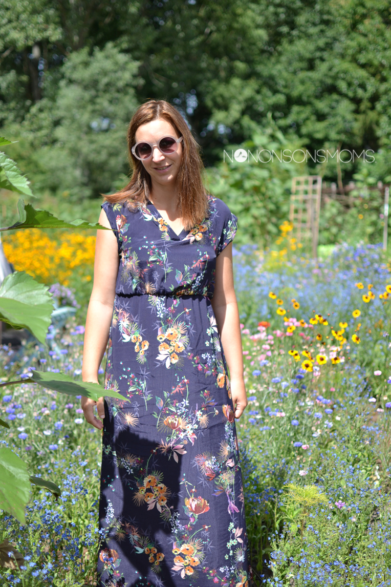 maxi dress, maxi jurk, bloemetjes crêpe, Madeline De stoffenmadam
